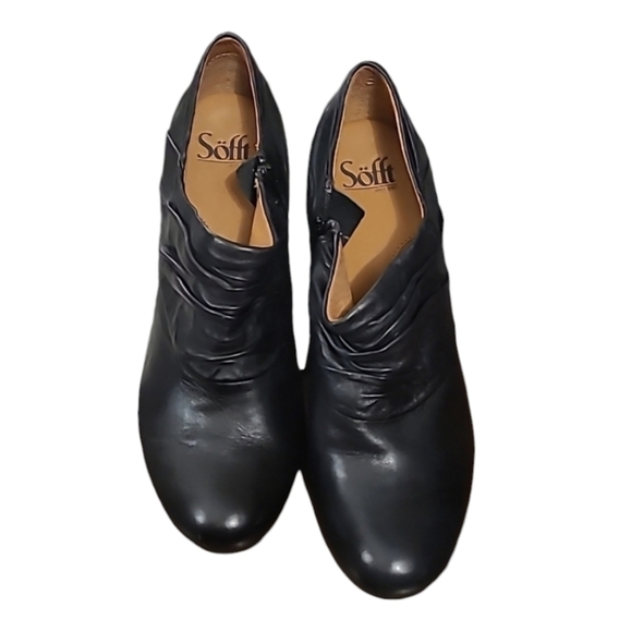 Black Leather Heeled Ankle Boots - Picture 2 of 8